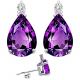 Diamond Pear CZ Amethyst Gemstone Earrings 14K Gold