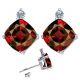 Diamond Cushion CZ Garnet Gemstone Earring 14K White Yellow Gold