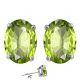 7x5mm Oval CZ Peridot Birthstone Gemstone Stud Earrings 14K White Yellow Gold