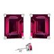 Emerald CZ Ruby Birthstone Gemstone Stud Earrings 14K White Yellow Gold