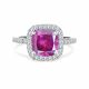 Pink Cushion Diamond Wedding Halo Solitaire Ring 14K Gold