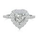 Heart Diamond Engagement Bridal Double Halo Ring Set 14K Gold