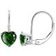 Emerald 7mm Heart CZ Lever Back Dangling 14K Gold Earrings