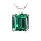 Princess CZ Emerald Birthstone Gemstone Pendant Necklace 14K Gold