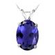 Oval CZ Sapphire Birthstone Gemstone Pendant Necklace  14K Gold