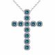 0.55 Carat Blue Diamond Cross Pendant Necklace Chain 14K Gold