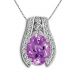 Oval Amethyst Birthstone I1 Diamond Antique Pendant 14K Gold