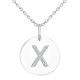 White Diamond Name Initial Round Disc Diamond Pendant Necklace Chain